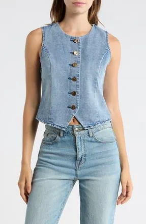 Vigoss Fitted Denim Vest in Light Wash at Nordstrom Rack, Size X-Large