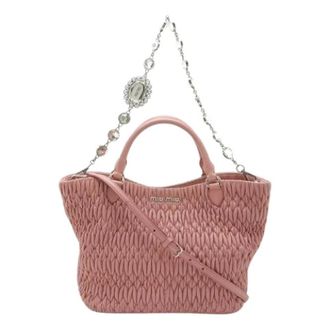 Miu Miu Pre-owned Handbags, female, Pink, Size: ONE SIZE Pre-owned Matelasse Nappa 2way Bag