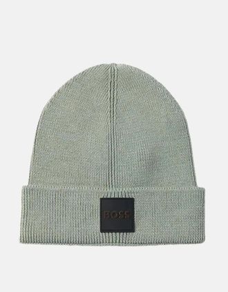 HUGO BOSS Mens BOSS FOXXY WOOL MIX BEANIE LIGHT GREEN - Grey - Size: OS