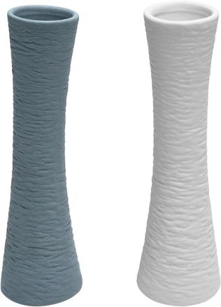 OEM Juego De 2 Jarrones De Cer&aacute;mica Modernos - Blanco Y Gris - Para Flores Secas - Flores Frescas - Jarr&oacute;n De Cer&aacute;mica Para Hierba De La Pampa - Decoraci&oacute;