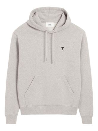 Ami Relaxed-Fit Light Grey Hoodie with Embroidered Heart Detail