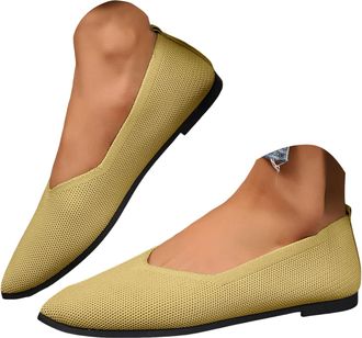 Generic Womens Slip On Shoes Pointed Toe Ballet Flats for Women Knit Comfortable Walking Shoes Dressy Business Casual Work Loafers Classic Knitted Low Top Sof