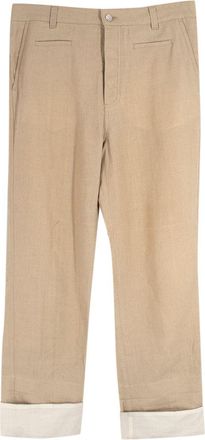 Loewe Beige Straight Leg Linen Trousers Size L