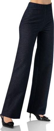 Ivonne Ribbed Wide-Leg Pants in Navy Blue at Nordstrom, Size 10