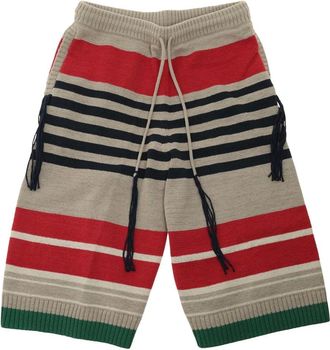Craig Green Casual Shorts, male, Multicolor, L, Striped Knit Shorts with Fringe Detail