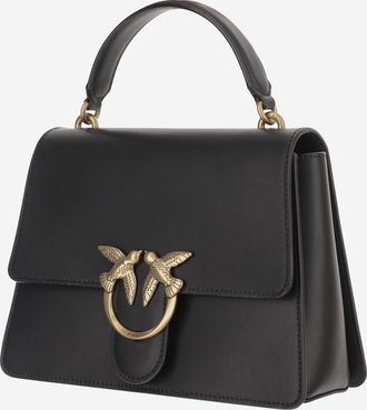 Pinko Womens Leather Handbag With Logo Black Handbags Hand Bags