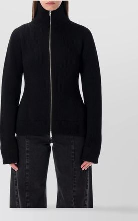 Maison Margiela wool ribbed high neck zip cardigan
