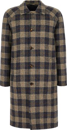 Kired Alpis Mid-Length Plaid Wool Coat