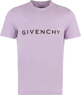 Givenchy Katoenen T-shirt met Contrasterende Logoprint - Heren - T-shirts - Paars - XL - Katoen - Tops