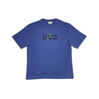 Maison Kitsun&eacute; Flowers Oversize Tee - male - Maison Kitsun&eacute; - T-Shirts - Blue - M - Tops