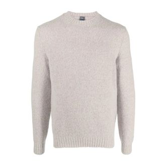 Fedeli Round-neck Knitwear, male, Beige, Size: L Italian Cashmere Round Neck Sweater