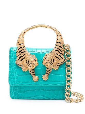 Roberto Cavalli Medium Roar leren shopper - Blauw