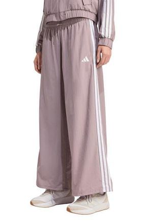 adidas 3-Stripe Wide Leg Track Pants in Preloved Fig/White at Nordstrom Rack, Size X-Large