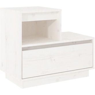 vidaXL Bedside Cabinet White 60x34x51 cm Solid Wood Pine Vidaxl