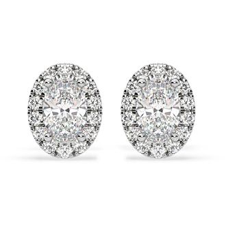 The Diamond Store Georgina Oval Lab Diamond Halo Earrings 1.34ct in 18K White Gold F/VS1