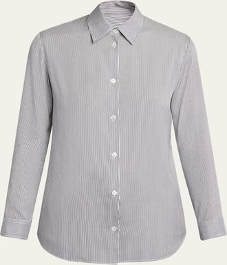 The Row Petra Striped Silk Poplin Button-Down Shirt