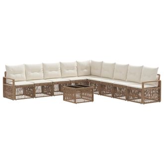 vidaXL Conjunto De Sof&aacute;s De Jard&iacute;n 10 Pcs Beige Rat&aacute;n Sint&eacute;tico Vidaxl