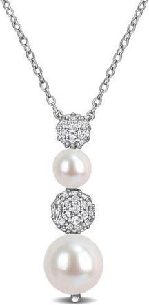 Delmar 8.8.5mm Cultured Freshwater Pearl & White Topaz Drop Necklace - 0.59ct. at Nordstrom Rack
