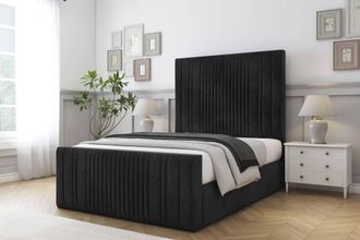 Comfort Beds The Foxy Naples Bed Frame With Mattress-50 Upholstered in Black | Size: Single