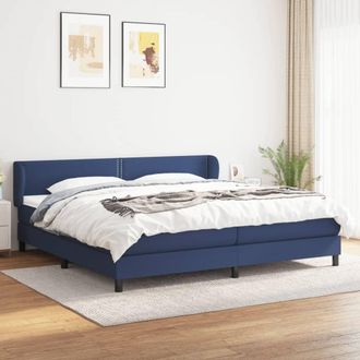 vidaXL Cama Box Spring Con Colch&oacute;n Tela Azul 200x200 Cm Vidaxl