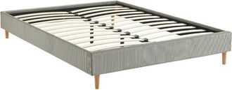 Sweeek Cama con somier 140cm, acabado en pana fina, gris