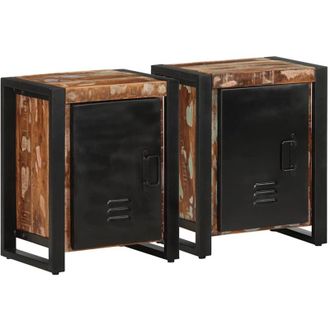 vidaXL Comodini 2 pz Multicolore in Legno Massello di Mango Grezzo - Vidaxl