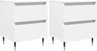 vidaXL Vidaxl - Mesitas de noche 2 uds madera de ingeniería blanco 40x35x50 cm