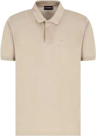 Emporio Armani Beige Katoenen Jersey Polo Shirt - Heren - Polos - Beige - 2XL - Katoen - Tops