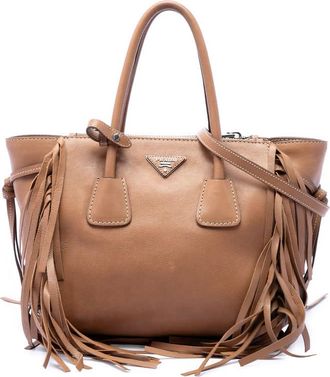 Prada Pre-owned Prada Glace Calf Fringed Twin Pocket Satchel Ladies 5QCX4K7J7ITWMKPR