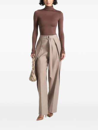 Mani&egrave;re De Voir Alea mock-neck long-sleeve top - women - Nylon/Spandex/Elastane - 16 - Brown