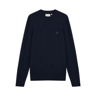 Lyle & Scott Kn 2200V Katoen Merinowol Volledige Rits - Heren - Ronde hals truien - Blauw - S - Katoen - Truien & Vesten