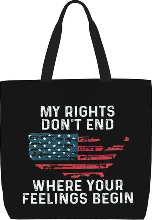 Generic Women Handbag My Rights DonT End Where Your Feelings Begin Tote Bag Print Large Capacity Beach Travel Bags, For Daily, School, Wedding, Swim, Graduati