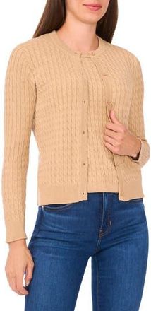Halogen Cable Stitch Cotton Cardigan in Nomad Camel at Nordstrom Rack, Size X-Small