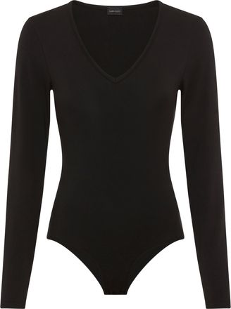 Laura Scott Langarmbody LAURA SCOTT, Damen, Gr. 34, N-Gr, schwarz, Single Jersey, Obermaterial: 95% Baumwolle, 5% Elasthan, unifarben, Basic, sehr figurbetont, V-