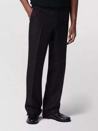 Lardini linen trousers pleated front button detail