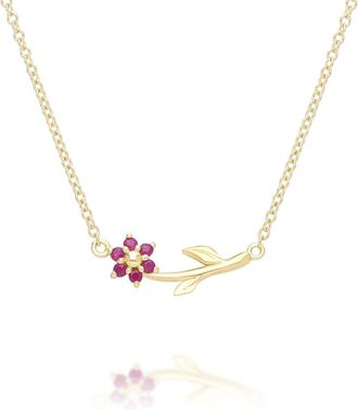 Gemondo Floral Vine Ruby Necklace in 9ct Yellow Gold