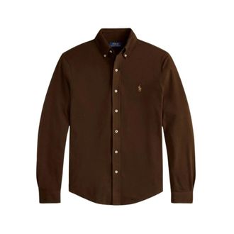 Ralph Lauren Casual Shirts, male, Brown, Size: XL Featherweight Mesh Skjorte
