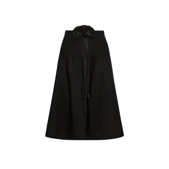 Moncler Moncler Wool Gabardine Midi Skirt, Women, Black, Size: 38