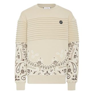 Philipp Plein Hoodies & sweatvesten, Heren, Beige, 5Xl, Katoen, Paisley Sweatshirt