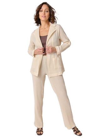 Jessica London Wide Leg Gauze Pant in Oatmeal at Nordstrom, Size 20