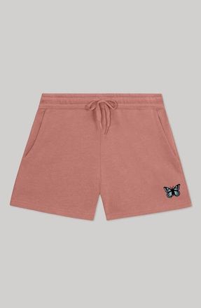 Dalix Womens Butterfly Midweight Washed Fleece Shorts in Dusty Rose at Nordstrom, Size Xx-Large