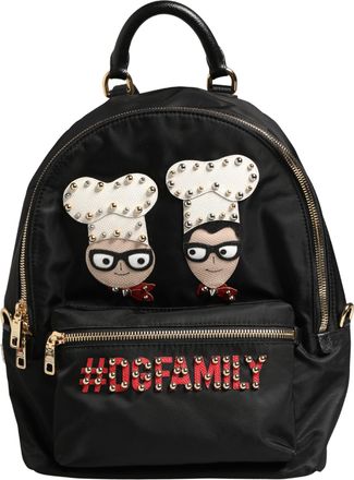 Dolce & Gabbana VULCANO Black Nylon DGFAMILY Embellished Backpack Womens Bag (Pre-Owned)