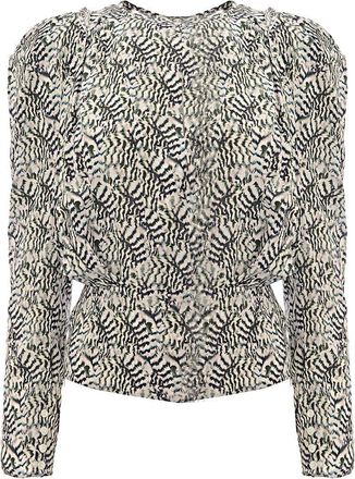 Isabel Marant Isabel Marant Womens Zarga Butterfly Print Silk Ls Blouse in Black - Size 6 UK