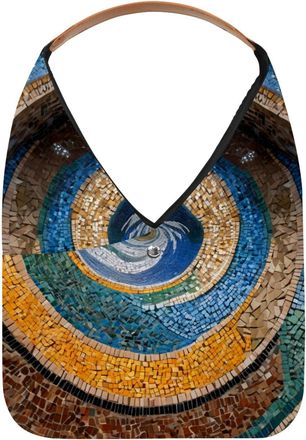 Generic Mosaic Spiral Pattern Reusable Lightweight Grocery Bags - Foldable Into Compact Pouch, Washable & Sturdy, Multipurpose for Shopping and Travel