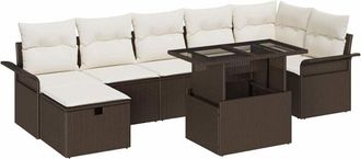 vidaXL Vidaxl - Conjunto de sofá de jardín con cojín 8 pcs Marrón Poliratán