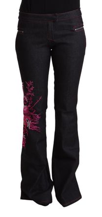 Exte Cotton Stretch Mid Waist Cotton Fla blue Womens Jeans