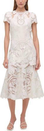 SIMKHAI Laura Guipure Lace Cap Sleeve Midi Dress