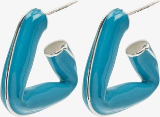 Bottega Veneta Sterling Silver Fold Hoop Earrings - Womens - Enamel/Sterling Silver
