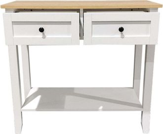 No Brand Mobile scrivania in legno bianco con cassetti e piano superiore color legno