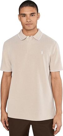 Polo Ralph Lauren Classic Fit Stretch Oxford Mesh Polo Mens Clothing Classic Khaki/White : 2XL, Elastane/Cotton